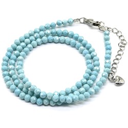 Чокер на шею из мелких граненых бусин фианита шарик 3мм цв.небесно голубой, 40см