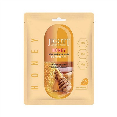Jigott Ампульная тканевая маска с прополисом и мёдом / Honey Real Ampoule Mask, 27 мл УЦЕНКА