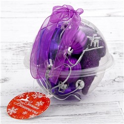 Ёлочные игрушки «Талла», шары новогодние, набор 12 шт. (4 шара, 2 сосульки, 6 звёзд), фиолетовые