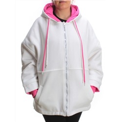 2561 WHITE/PINK Худи женское (50 гр. синтепон)