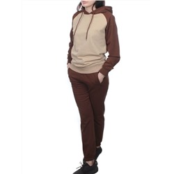 NOE103 BROWN/BEIGE Костюм спортивный женский (хлопок 90%, полиэстер 10%)
