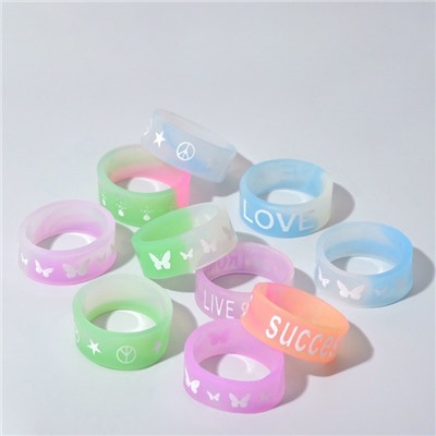 Силиконовое кольцо «Светоотражающее» любовь, набор 10 шт., цвет МИКС
