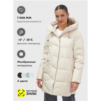 Куртка женская демисезонная с капюшоном бежевого цвета 1139B