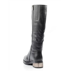 02-K66-D1 BLACK Сапоги зимние женские (натуральная кожа, натуральный мех (еврозима))