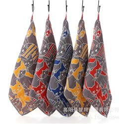 Zhiyang new style Aiwei bamboo cotton silhouette cat gauze square towel soft breathable absorbent kitchen towel factory price wholesale