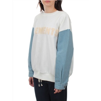 3266 WHITE/LT. BLUE Толстовка женская (95% хлопок, 5% спандекс)