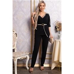 Костюм брючный Эними (черный/лео) К14848-8М