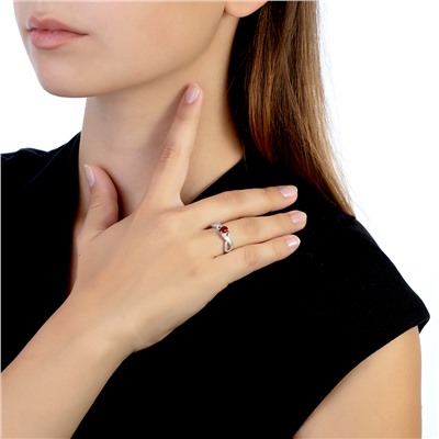 Кольцо с фианитом родированное серебро 925*