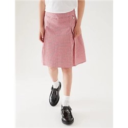 Girls’ Easy to Iron Gingham School Skirt (2-14 Yrs)