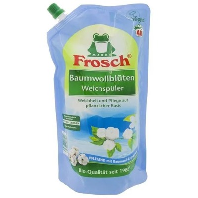 Frosch Концентрированный ополаскиватель для белья Цветы хлопка в мягкой упаковке, 1000мл