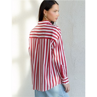 Блузка свободного силуэта в полоску из эластичного хлопка