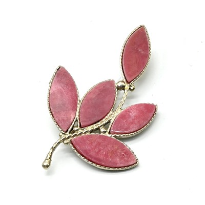 Брошь родонит "Орлец" веточка 55*34мм.