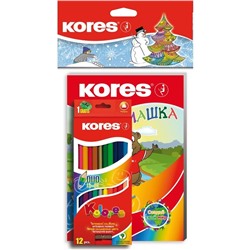 Карандаши цветные Kores DUO 24 цв+Занимашка Новогодний набор
