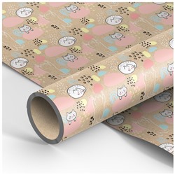 Бумага упаковочная крафт 70*100см MESHU Cute clouds 70г/м2 К100_41061/Россия