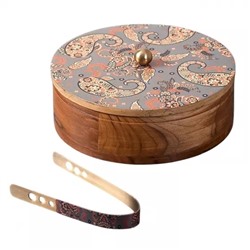 Роти-бокс с щипцами, Wooden Casserole for Roti (Grey), произв. Nestroots