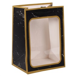 Пакет подарочный 18*25*13 с окном черный КОКОС 232240/12/Китай