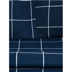 Постельное бельё Этель 1.5 сп «Клетка», синее, 143×215, 150×214, 50×70 см-2 штуки, бязь, 125 г/м²