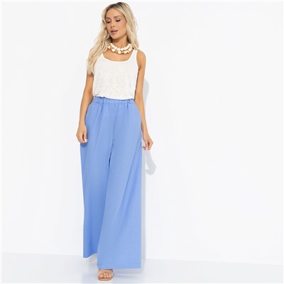 Брюки свободного силуэта, Легкость льна (голубые)