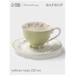 Чайная пара WY Spring flowers, фарфор, 220 мл, зелёная