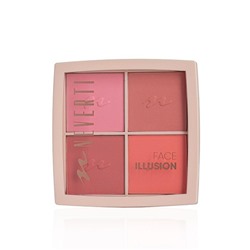 Neverti NP207 Палетка румян 4 цветная "Face Illusion Blush Pallete"  тон 001 14 гр