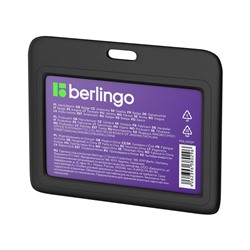 Бейдж горизонтальный Berlingo "ID 200", 85*55мм, черный, без держателя, крышка-слайдер