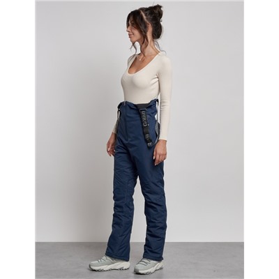 Полукомбинезон с высокой посадкой женский зимний темно-синего цвета 7605TS