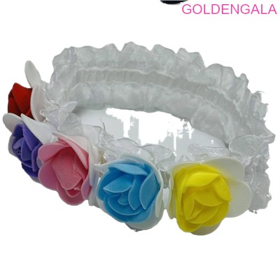 Ободок-повязка детская с розами ОБ 28 6 шт