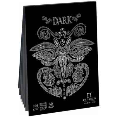 Планшет для эскизов и зарисовок 30л. А5 на склейке Лилия Холдинг "Dark", 160г/м2, черный тонир.офсет