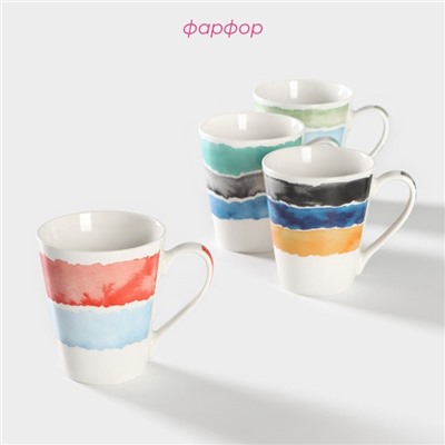 Набор кружек Доляна «Цветной дым», 4 предмета: 340 мл, фарфор