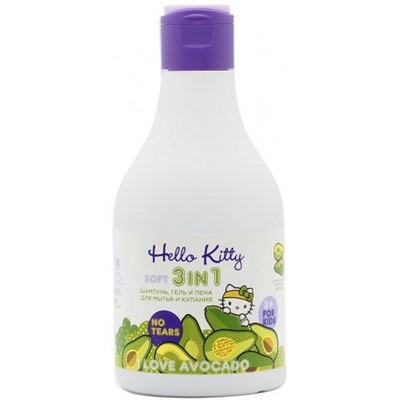 HELLO KITTY Шампунь, гель, пена 3в1 для мытья и купания  I LOVE AVOCADO с экстрактом авокадо, 250мл.