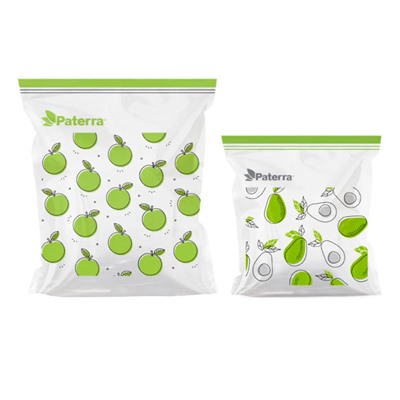 Универсальные пакеты Paterra Авокадо яблоко с двойным замком, 15,5 x 15 см., 18,5 x 21 см., 30 + 30 шт.