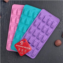 Форма для мармелада Доляна «Автомобили», силикон, 22×10×1.8 см, 20 ячеек (3.2×1.8 см) МИКС