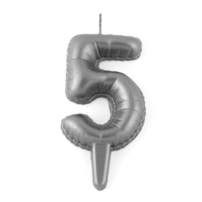 Свеча в торт "Шары" ,цифра 5 , графит, 6,3 см