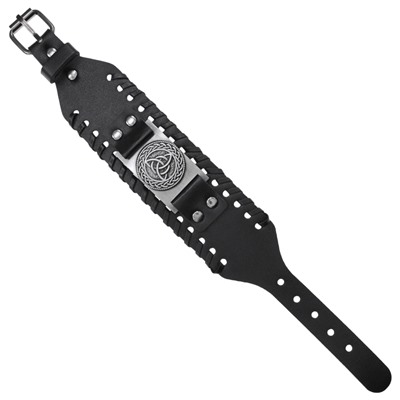BS855-09-S Кожаный браслет Трикветр, цвет чёрный