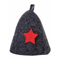 Шапка банная с аппликацией "Звезда", войлок серый