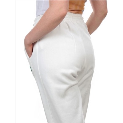 M043 WHITE Брюки спортивные женские на флисе (100% хлопок) 7986