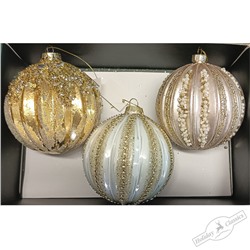 Шар искристый "Античное золото" винтажный (стекло), 10 см