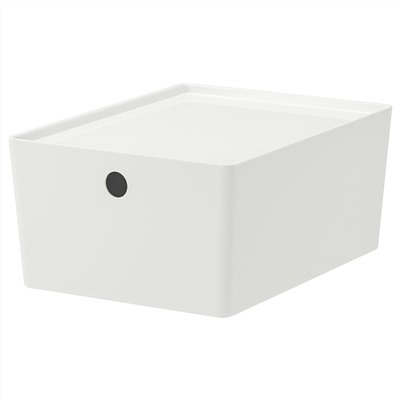 KUGGIS, Box mit Deckel, weiß,, 26x35x15 cm