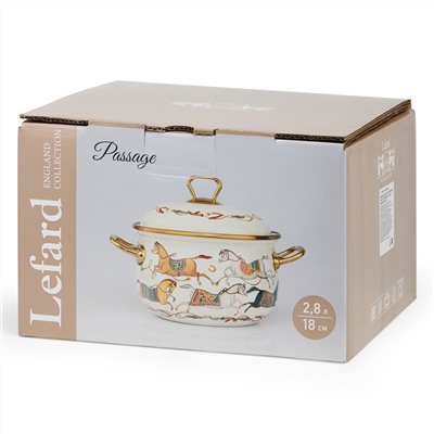 КАСТРЮЛЯ LEFARD ЭМАЛИРОВАННАЯ С КРЫШКОЙ, СЕРИЯ PASSAGE, 2,8Л, ДИА.18СМ ПОДХОДИТ ДЛЯ ИНДУК.ПЛИТ