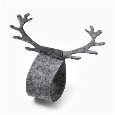 Набор декоративных колец для салфеток «Олень», серый, 4 шт. 15×5 см, 100% п/э, фетр