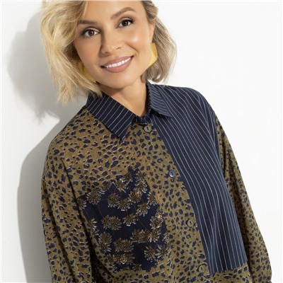 Рубашка асимметричного кроя, Жемчужина образа (green)