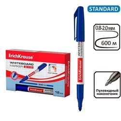 Маркер для доски ErichKrause W-110, 2,0 мм, для письма на досках сухого стирания, чернила на спиртовой основе без ксилола, синий