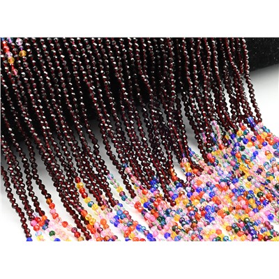 Бусины из шпинели шарик гр.2мм цв.бордовый, ассорти, 37см, 197 бусин