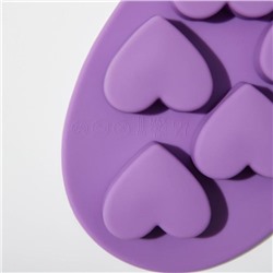 Форма для конфет и шоколада Доляна «Сердечки», силикон, 15×14.5×1.5 см, 10 ячеек, МИКС