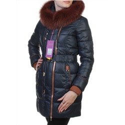 YM13-068 DK. BLUE Пальто женское зимнее (холлофайбер, натуральный мех)