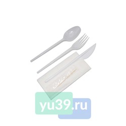 Набор столовых приборов №5 - вилка, ложка, нож, зубочиста, салфетка