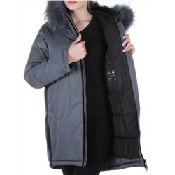 E-1961 DK. GREY Пальто женское с натуральным мехом Evcanbady