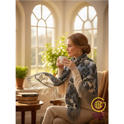 Косынка теплая на флисовой подкладке с бахромой Арт 2347/20