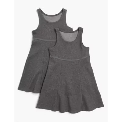 2pk Girls' Cotton School Pinafores (2-12 Yrs)