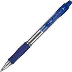 Ручка шариковая автоматическая PILOT Super Grip, резиновый упор, 0.7 мм, масляная основа, стержень синий, корпус синий